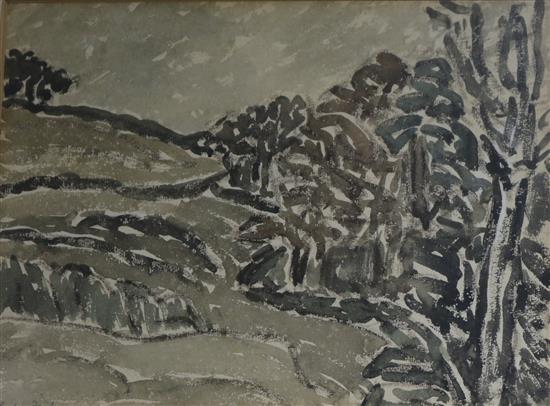 Barker Fairley (1887-1986), watercolour, Canadian? landscape, 22 x 29cm